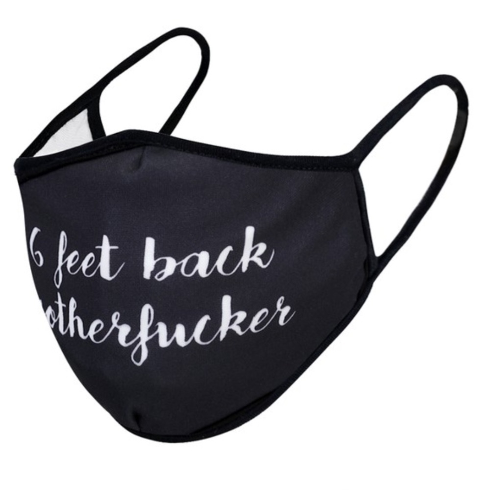 Men’s Black 6 Feet Back Mother F*cker Face Mask - Picture 2 of 8